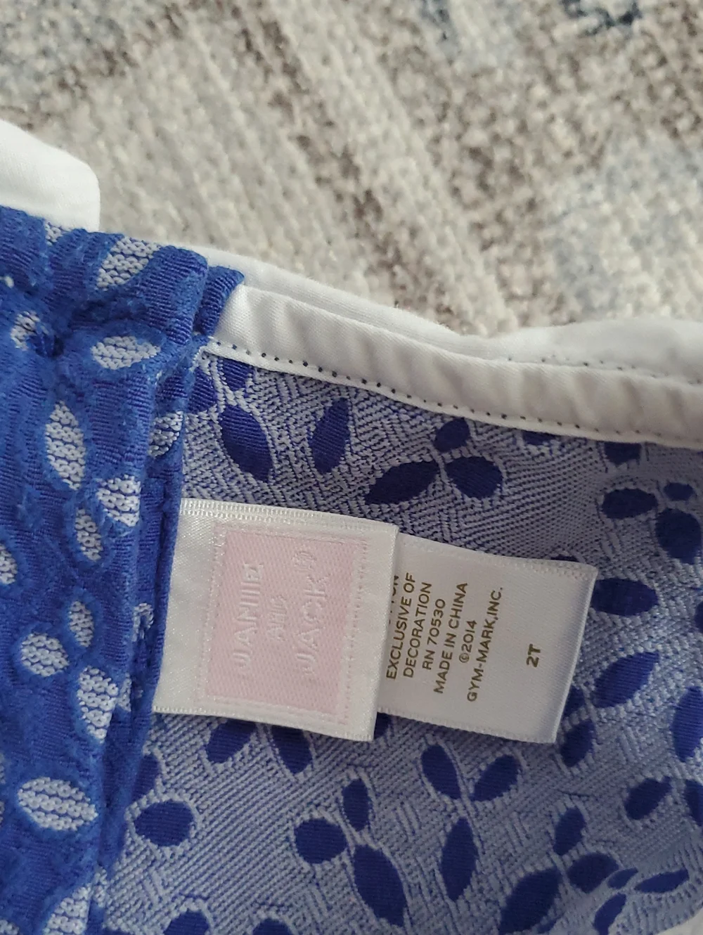 Janie and Jack Toddler Girls Blue White Floral Dress Sz2T